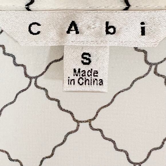 CAbi Chessboard Crepe Blouse Small Relaxed Fit Black White - Picture 8 of 9